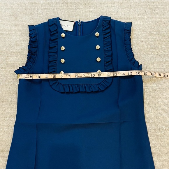 Gucci Ruffle Shift Dress with Pearl Buttons - Picture 7 of 12